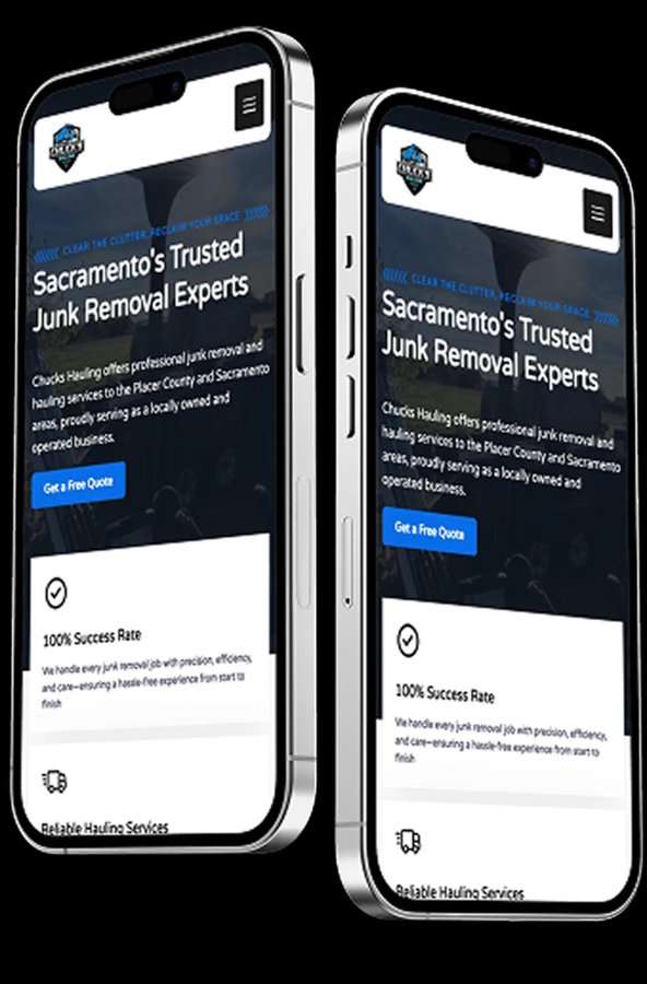 Two iPhone Mockup Displaying Chucks Hauling on Mobile