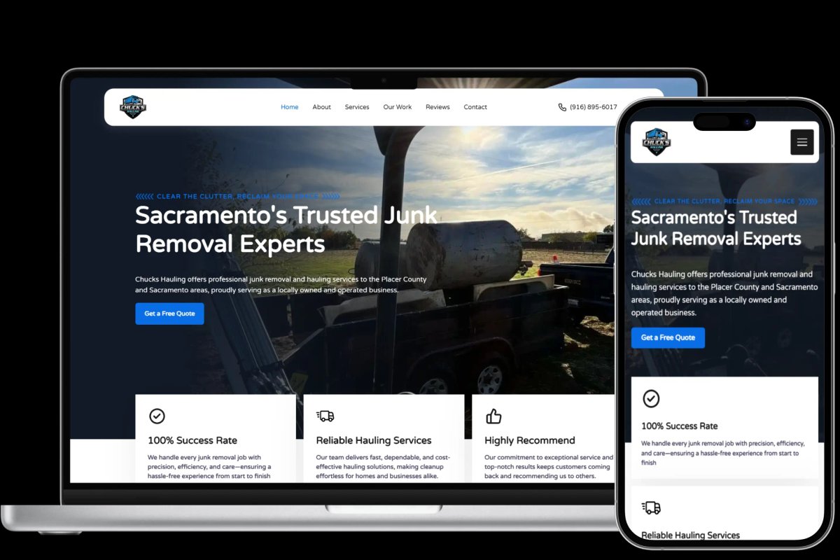 Website Mockup Showing Chucks Hauling